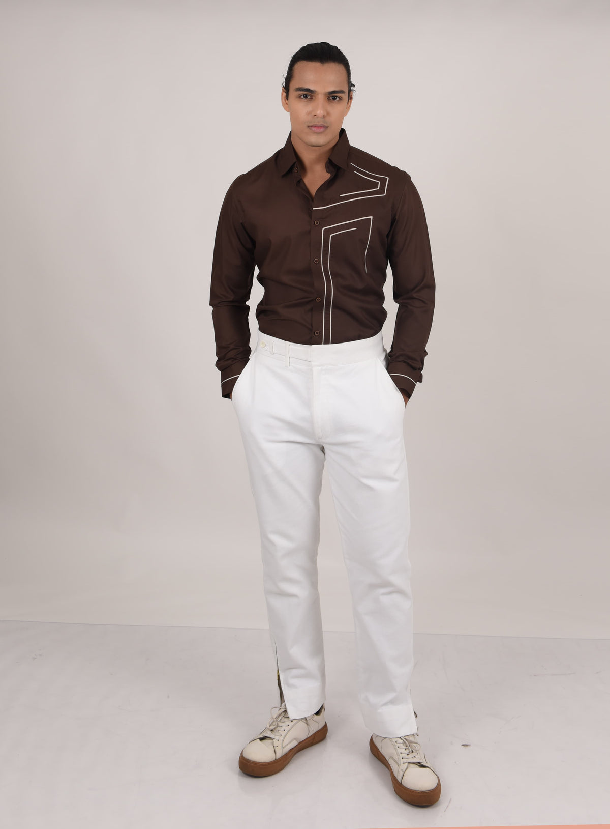 Brown Shirt with Nalli