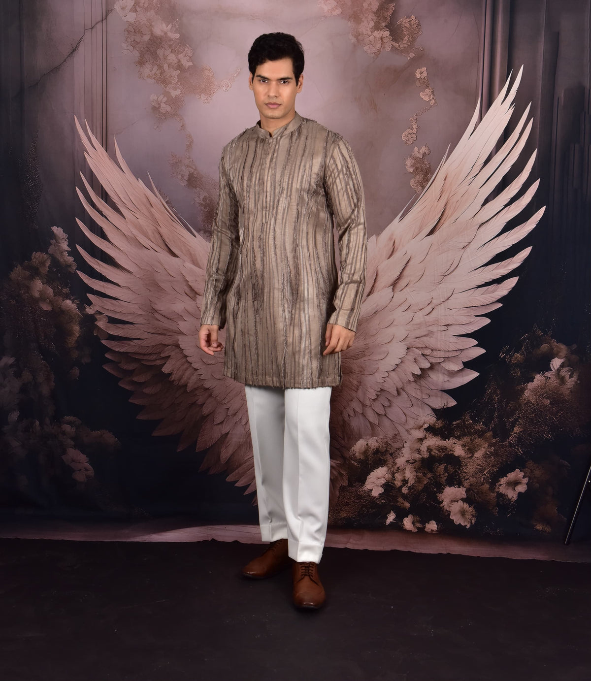Brown Frayed Kurta