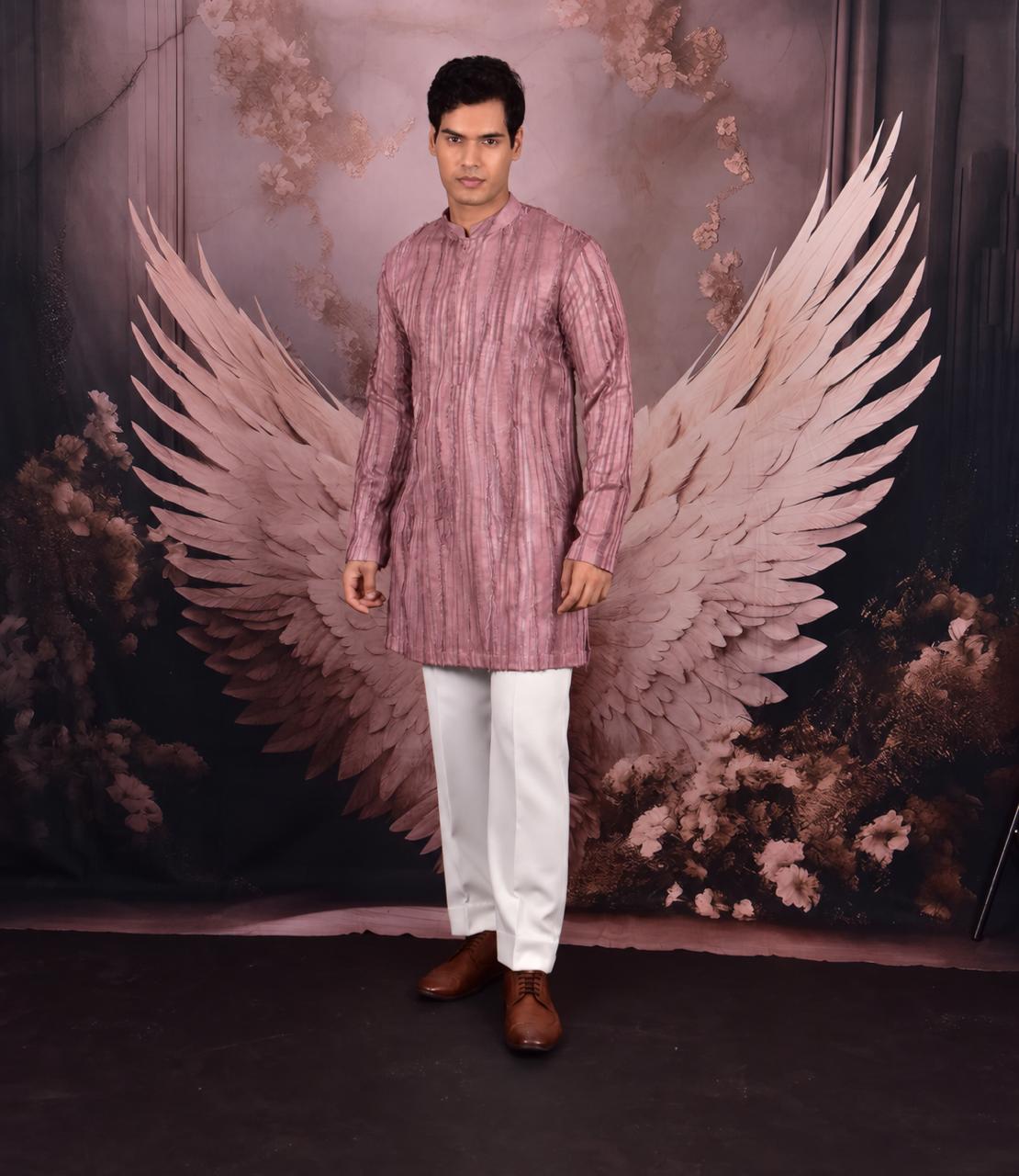 Pink Frayed Kurta