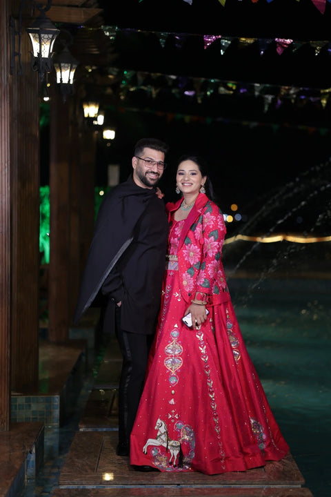 Hot Pink Ashwemegha Lehnga Set