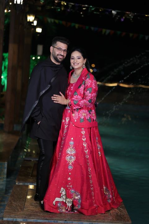 Hot Pink Ashwemegha Lehnga Set