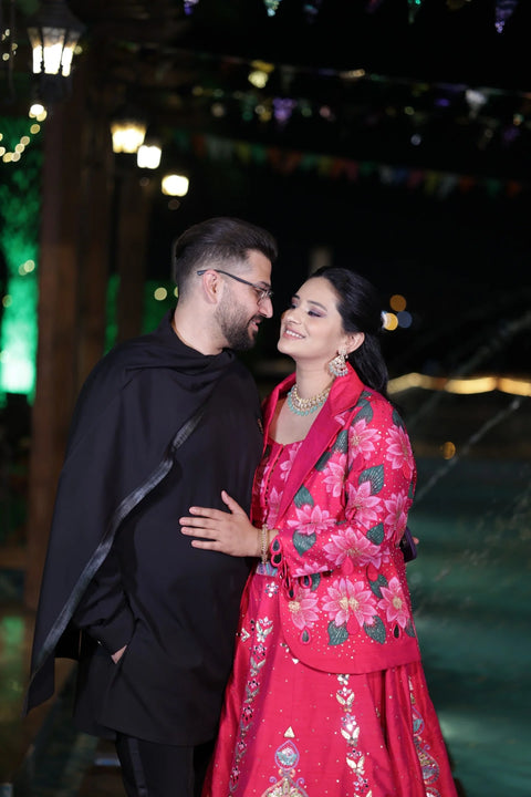 Hot Pink Ashwemegha Lehnga Set