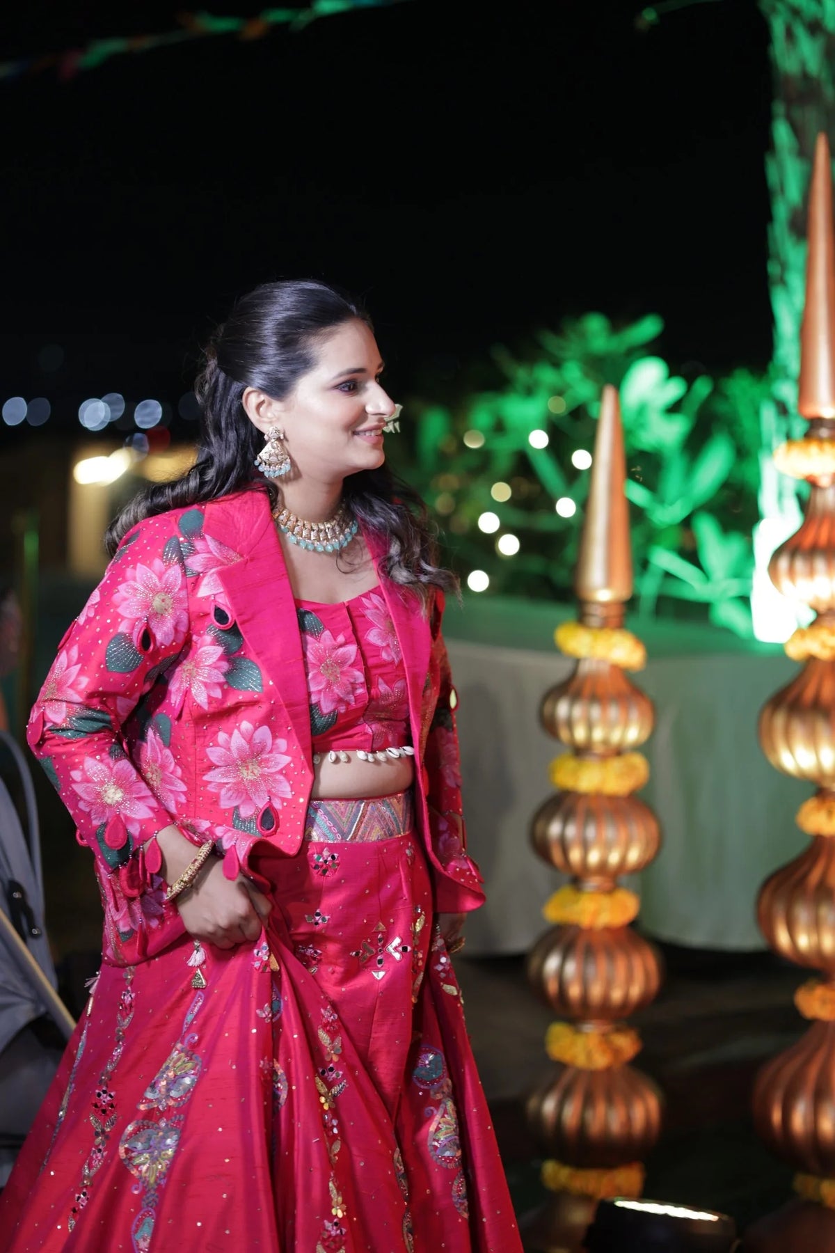 Hot Pink Ashwemegha Lehnga Set