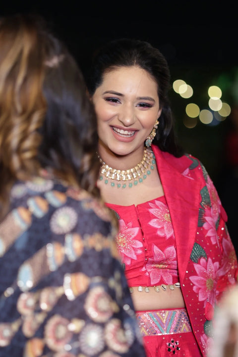 Hot Pink Ashwemegha Lehnga Set