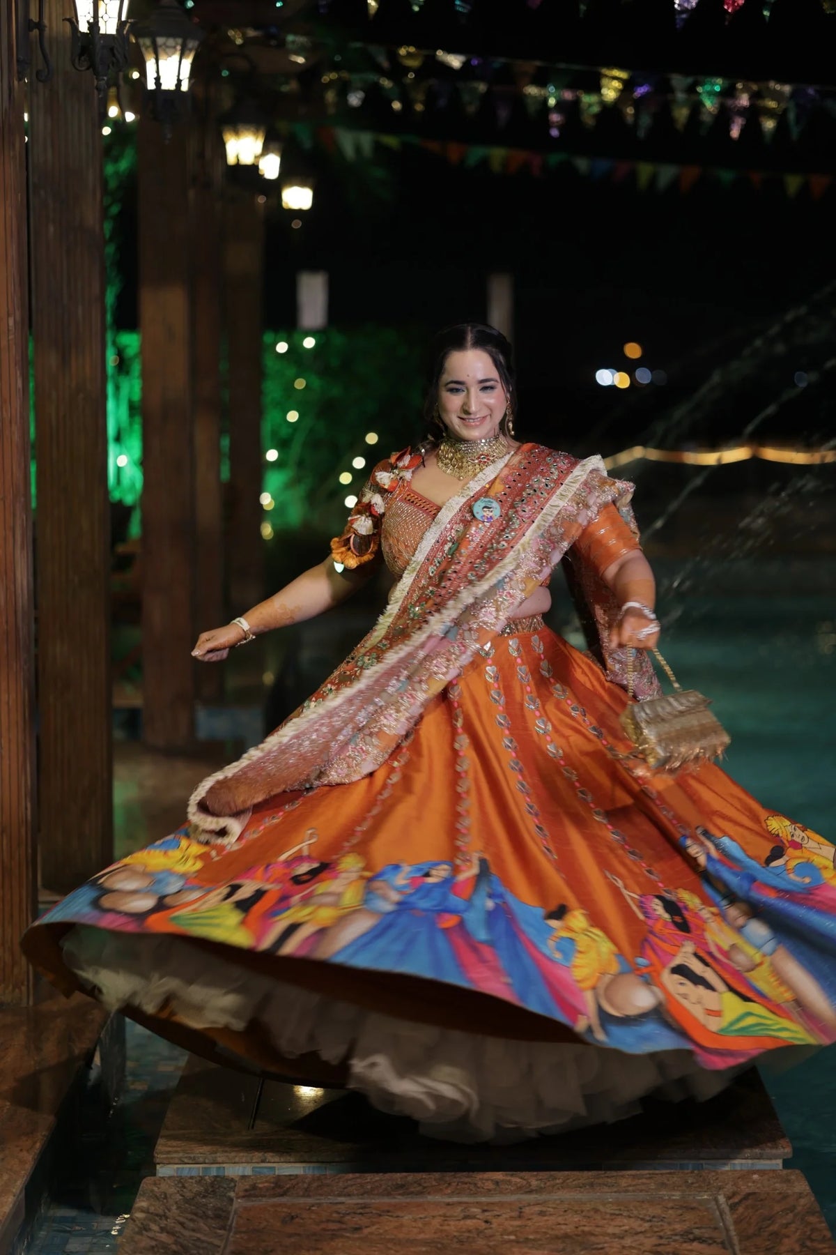 Modern Baraat Lehnga In Burnt Orange