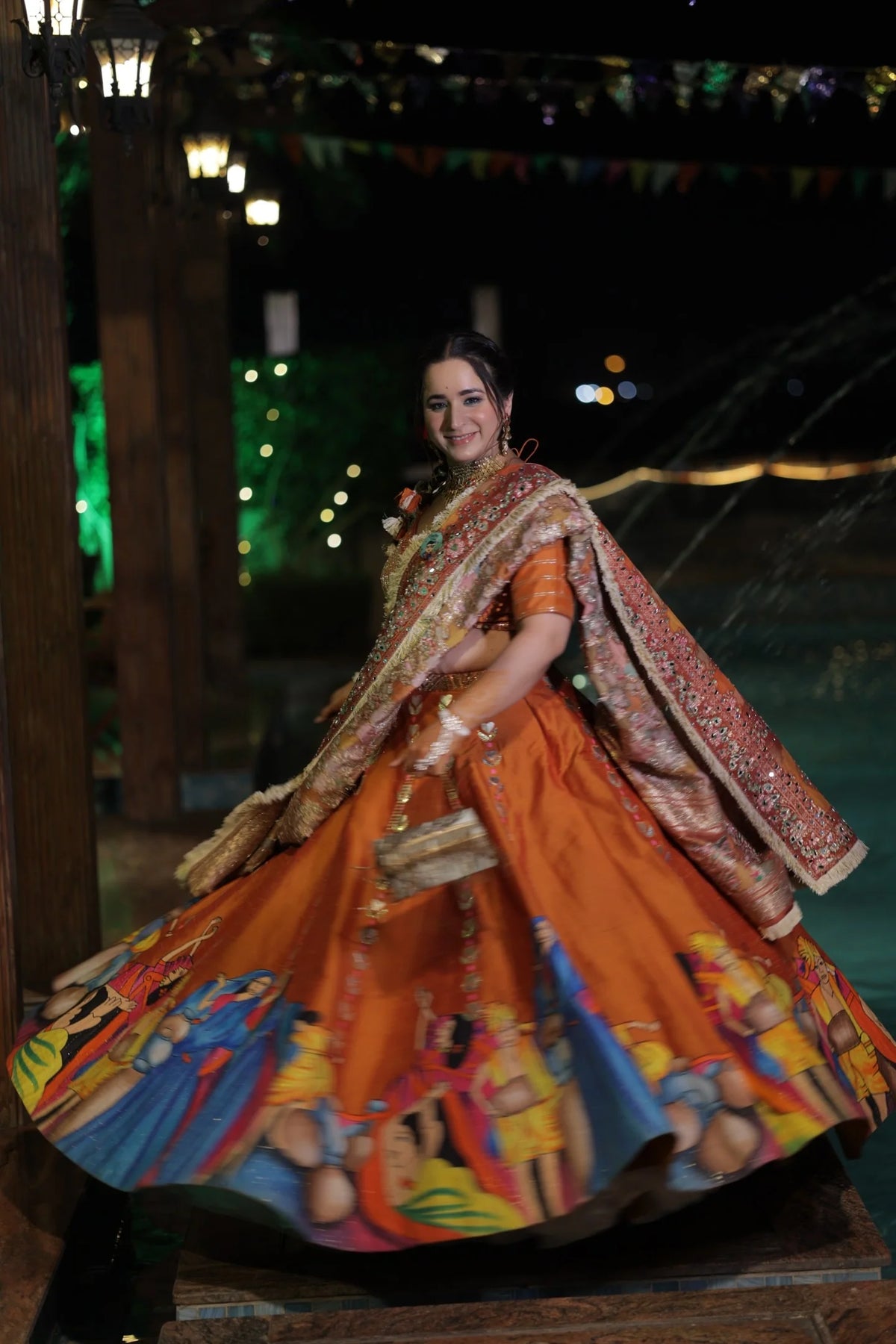Modern Baraat Lehnga In Burnt Orange