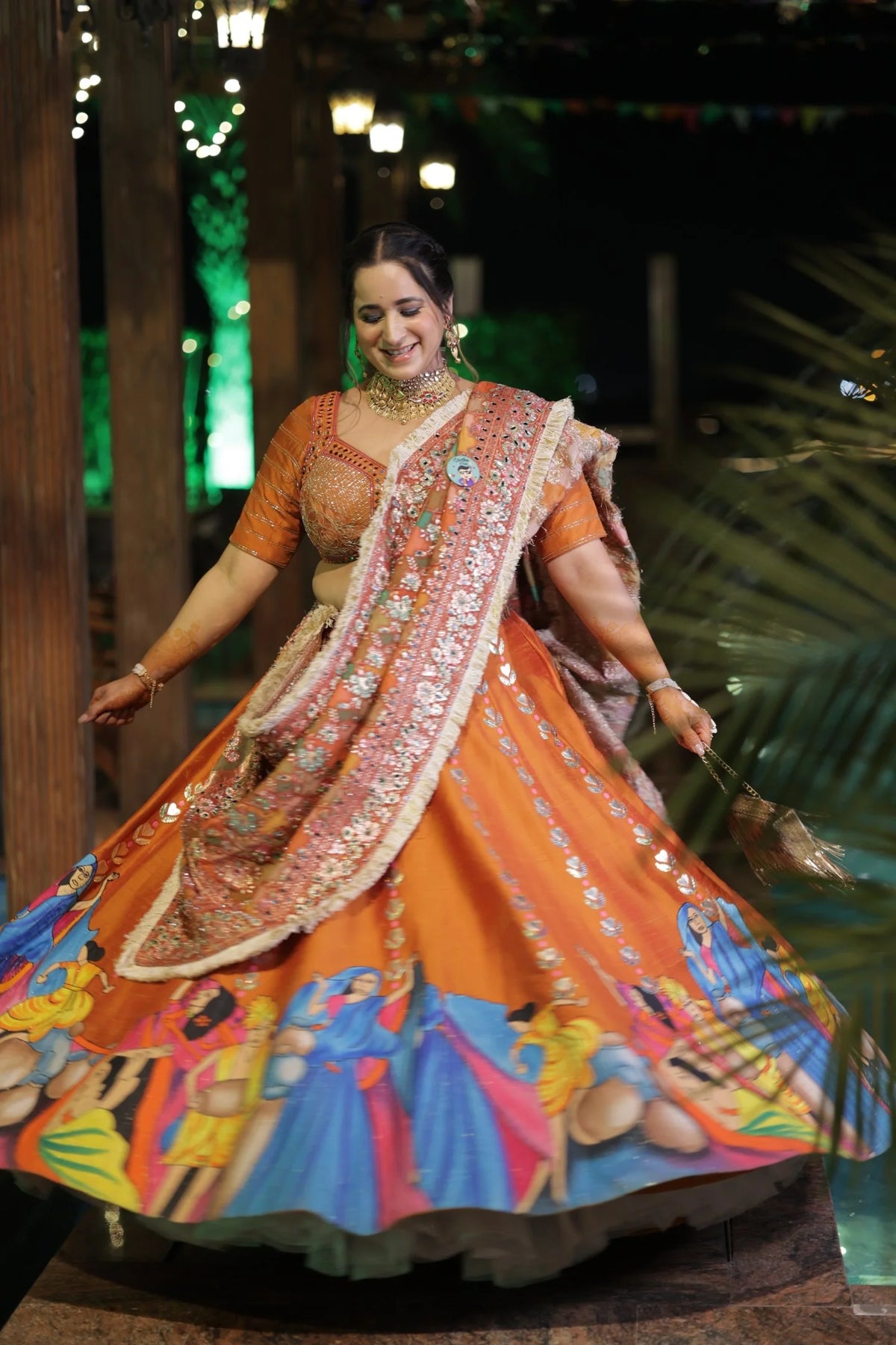 Modern Baraat Lehnga In Burnt Orange