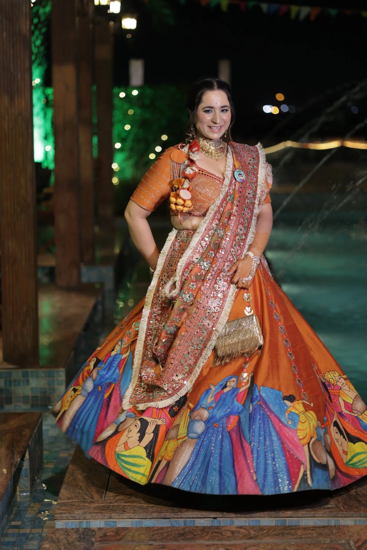 Modern Baraat Lehnga In Burnt Orange