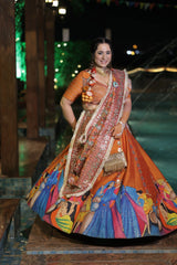 Modern Baraat Lehnga In Burnt Orange