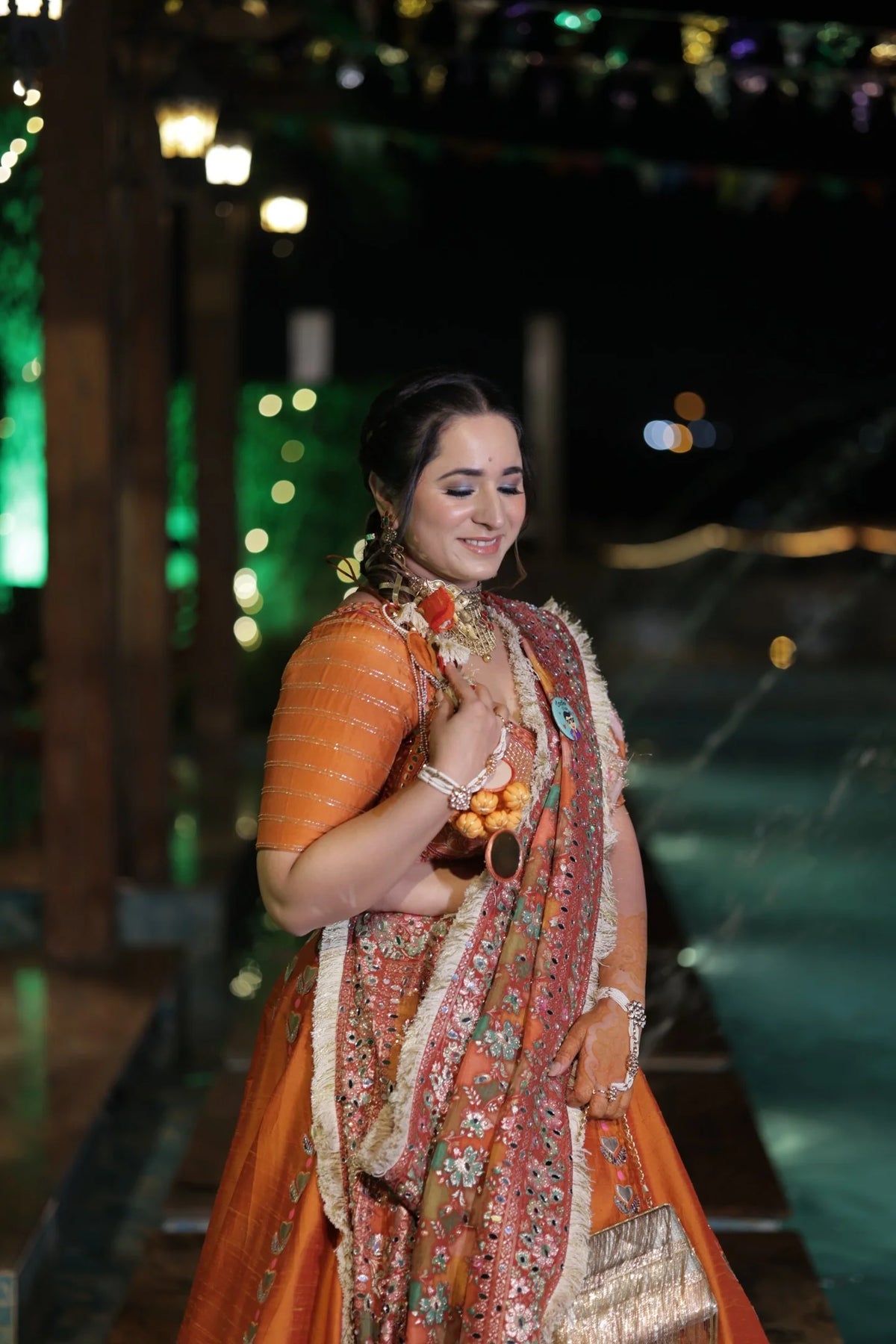 Modern Baraat Lehnga In Burnt Orange
