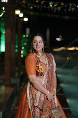 Modern Baraat Lehnga In Burnt Orange