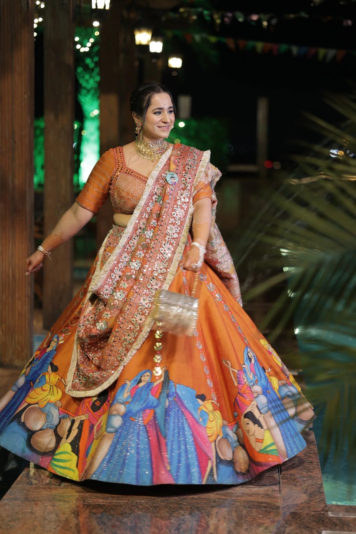 Modern Baraat Lehnga In Burnt Orange