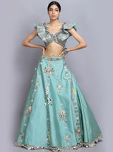 Tarini Bhatia In Sapphire Blue Handpainted Lehenga Set
