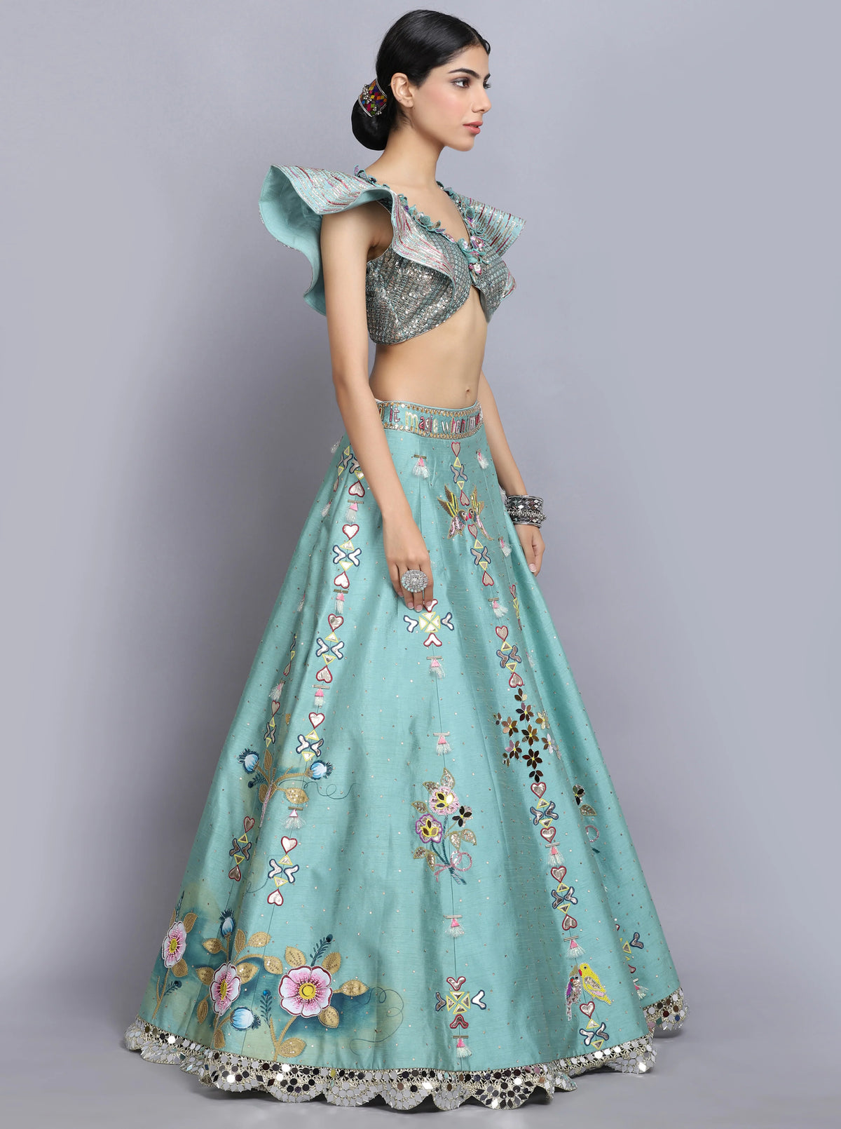 Tarini Bhatia In Sapphire Blue Handpainted Lehenga Set