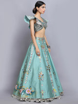 Tarini Bhatia In Sapphire Blue Handpainted Lehenga Set