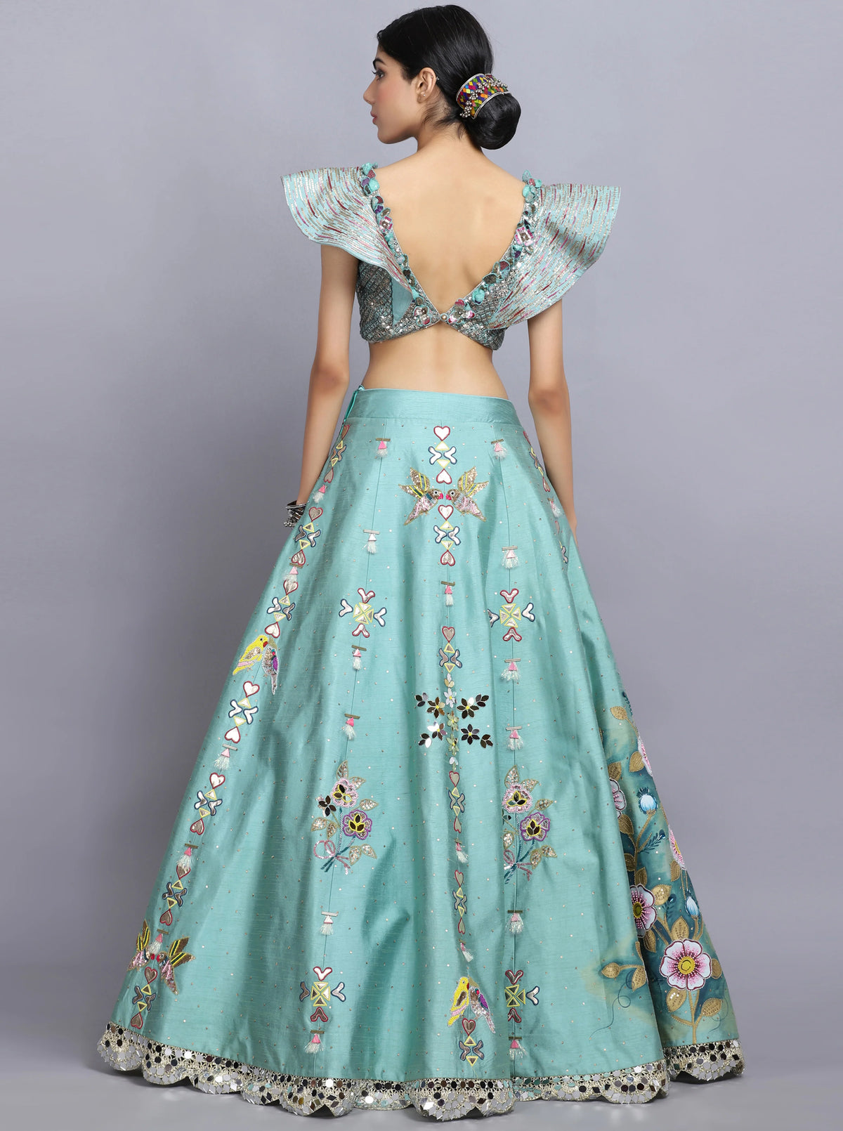 Tarini Bhatia In Sapphire Blue Handpainted Lehenga Set