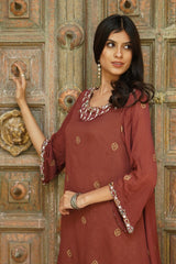 Rosewood Embroidered Kurta Set