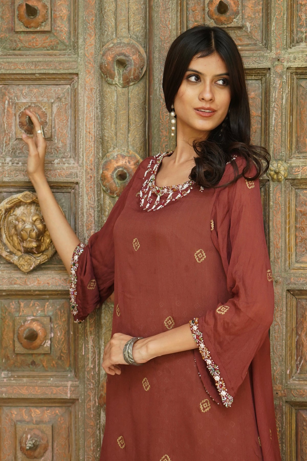 Rosewood Embroidered Kurta Set