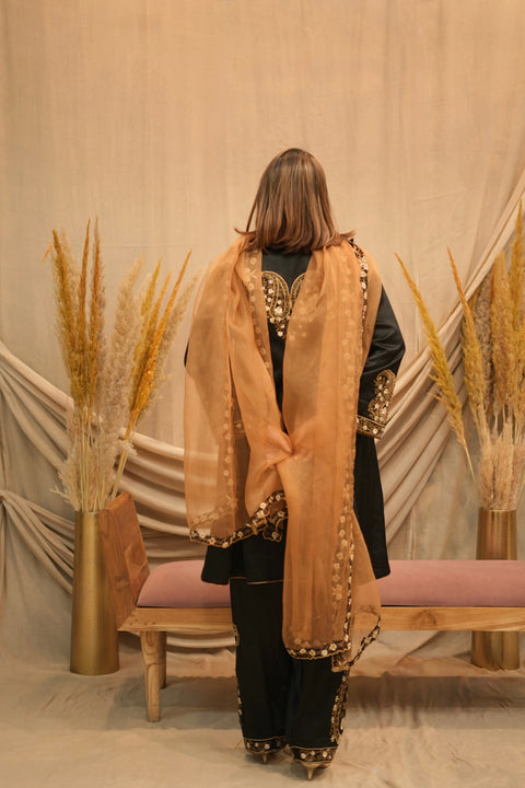 Mehar-E-Shaam Mashru Silk With Organza Dupatta