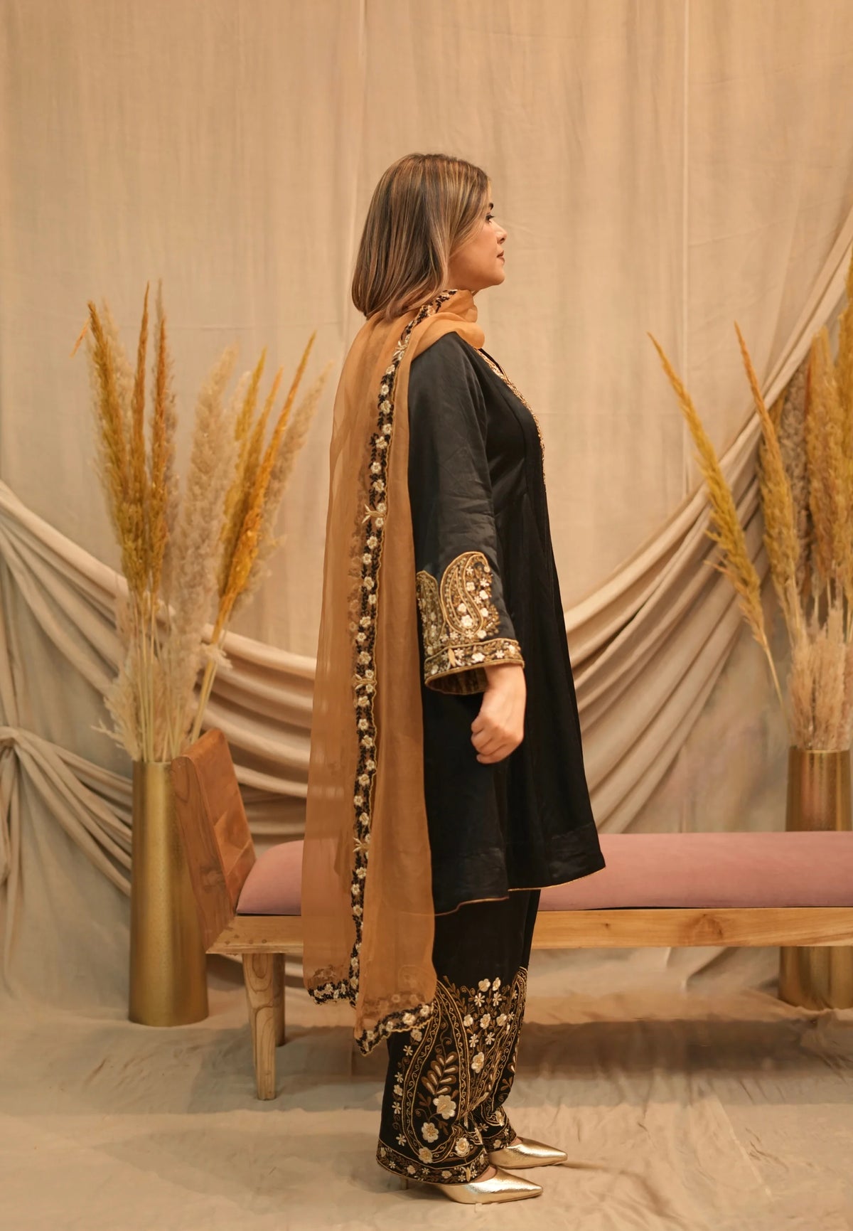 Mehar-E-Shaam Mashru Silk With Organza Dupatta