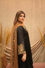Mehar-E-Shaam Mashru Silk With Organza Dupatta