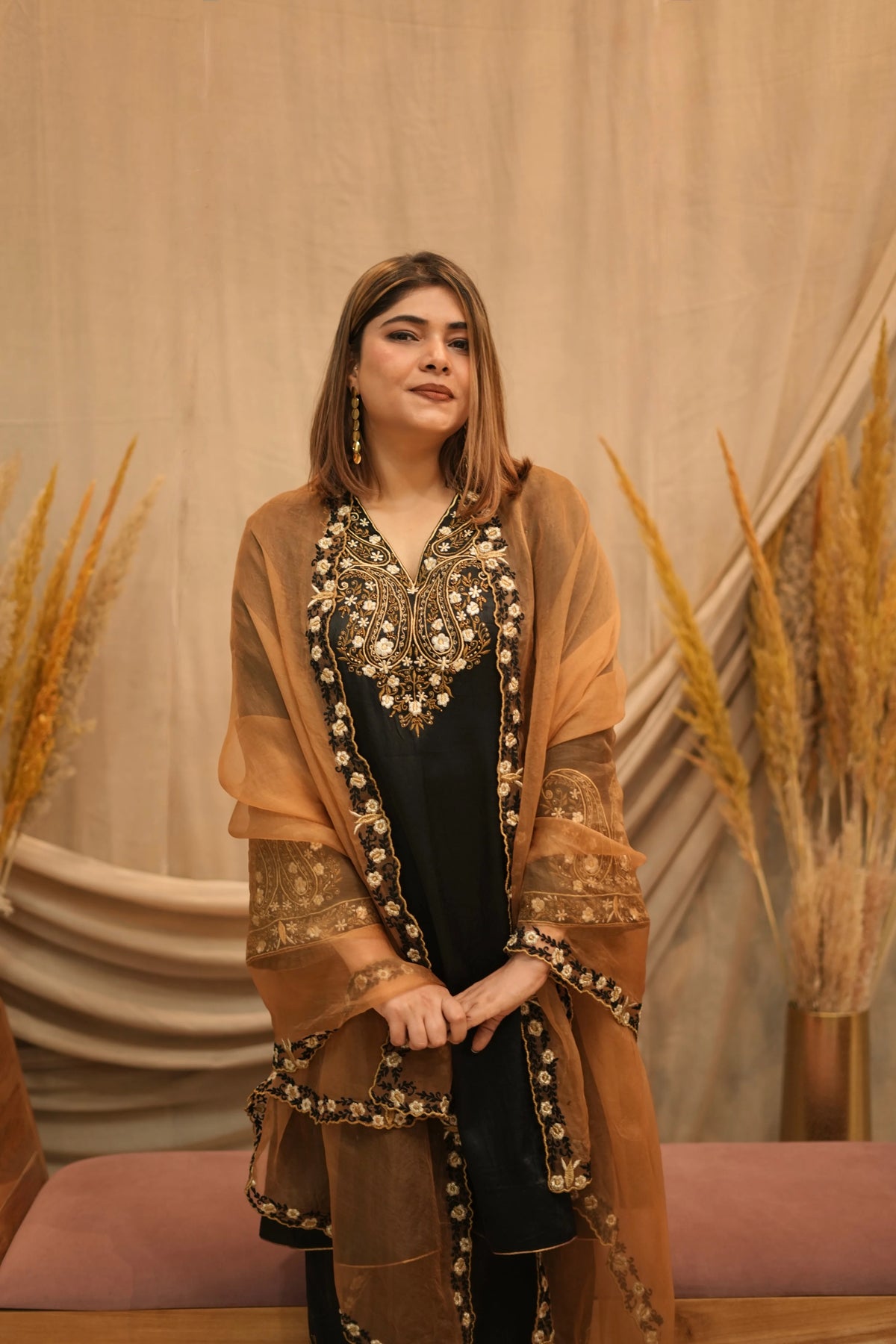 Mehar-E-Shaam Mashru Silk With Organza Dupatta