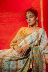 Yellow Georgette Embroidered Saree