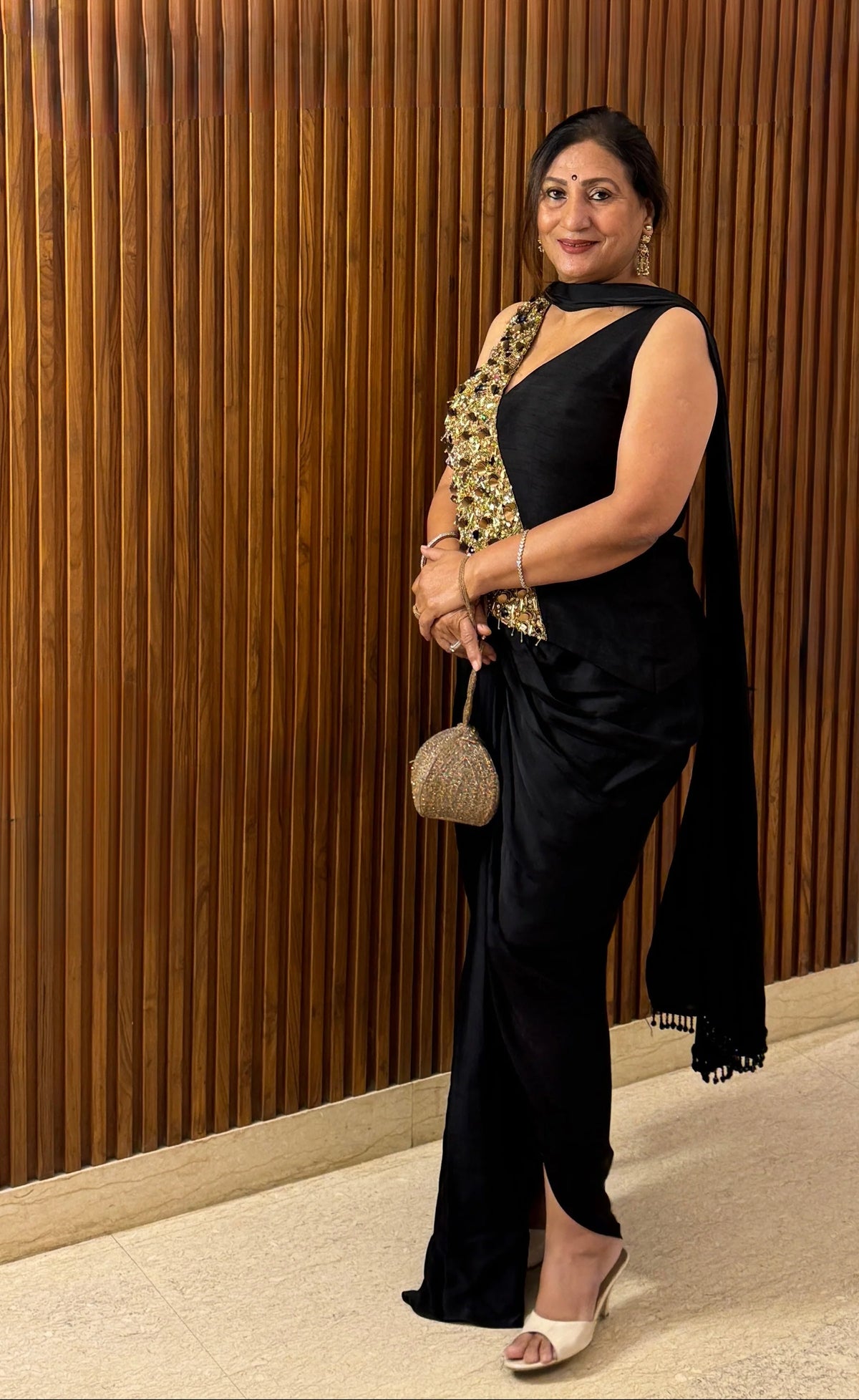 Black Hand Embroidered Corset Top With Skirt And Dupatta