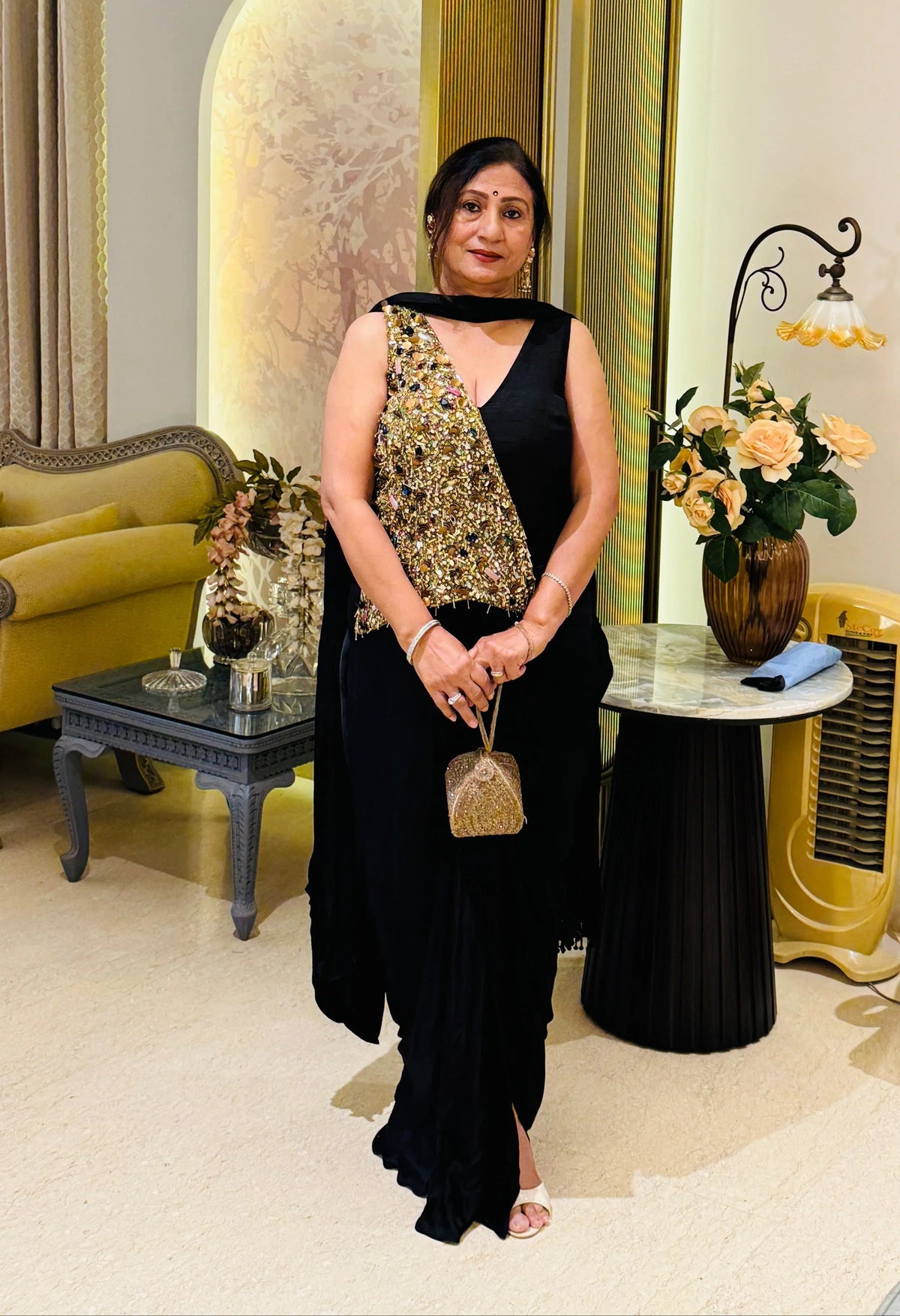 Black Hand Embroidered Corset Top With Skirt And Dupatta