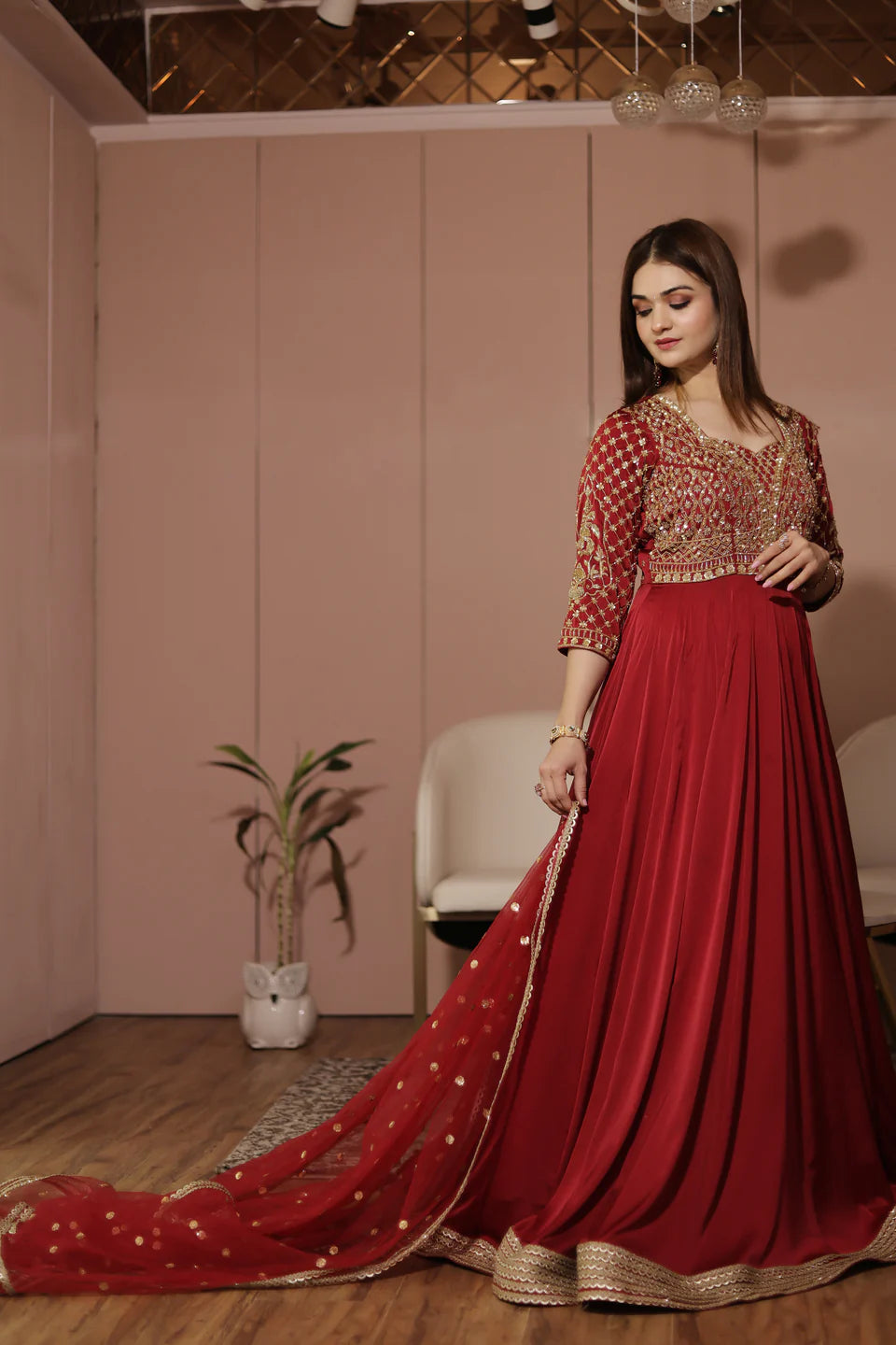 Red Anarkali Suit
