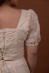 White Petal Square Neck Top