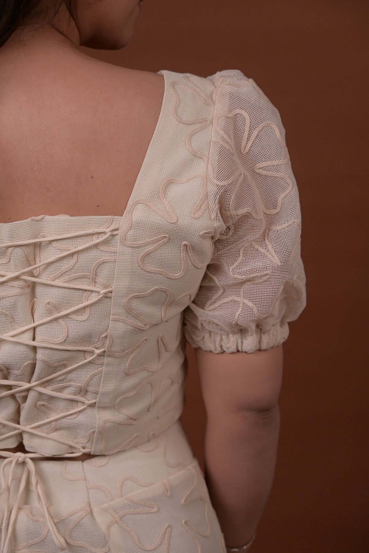 White Petal Square Neck Top