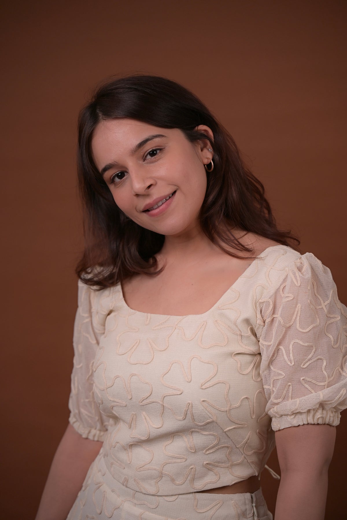 White Petal Square Neck Top