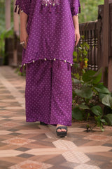 Purple Bandhani Kurta And Pallazo Set