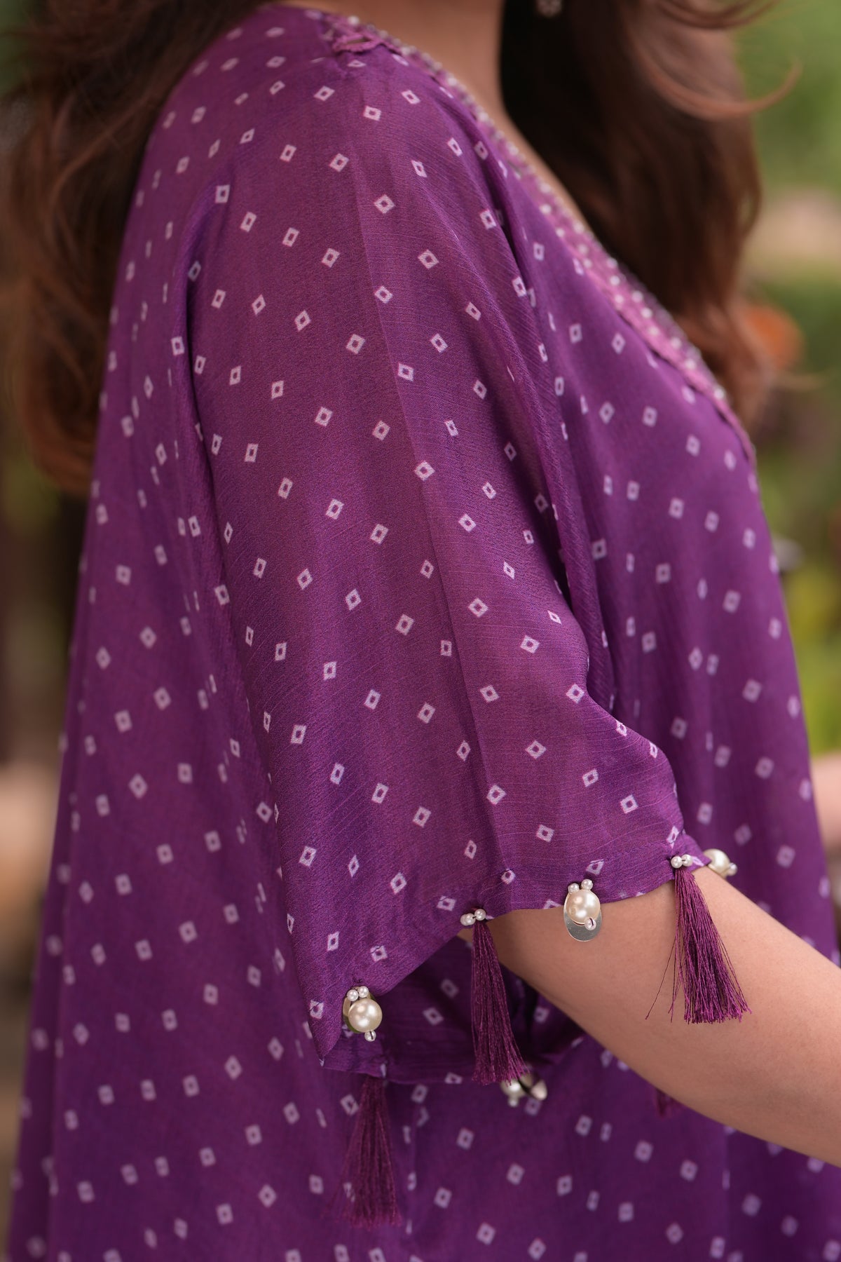 Purple Bandhani Kurta And Pallazo Set