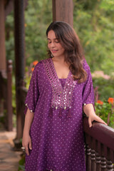 Purple Bandhani Kurta And Pallazo Set