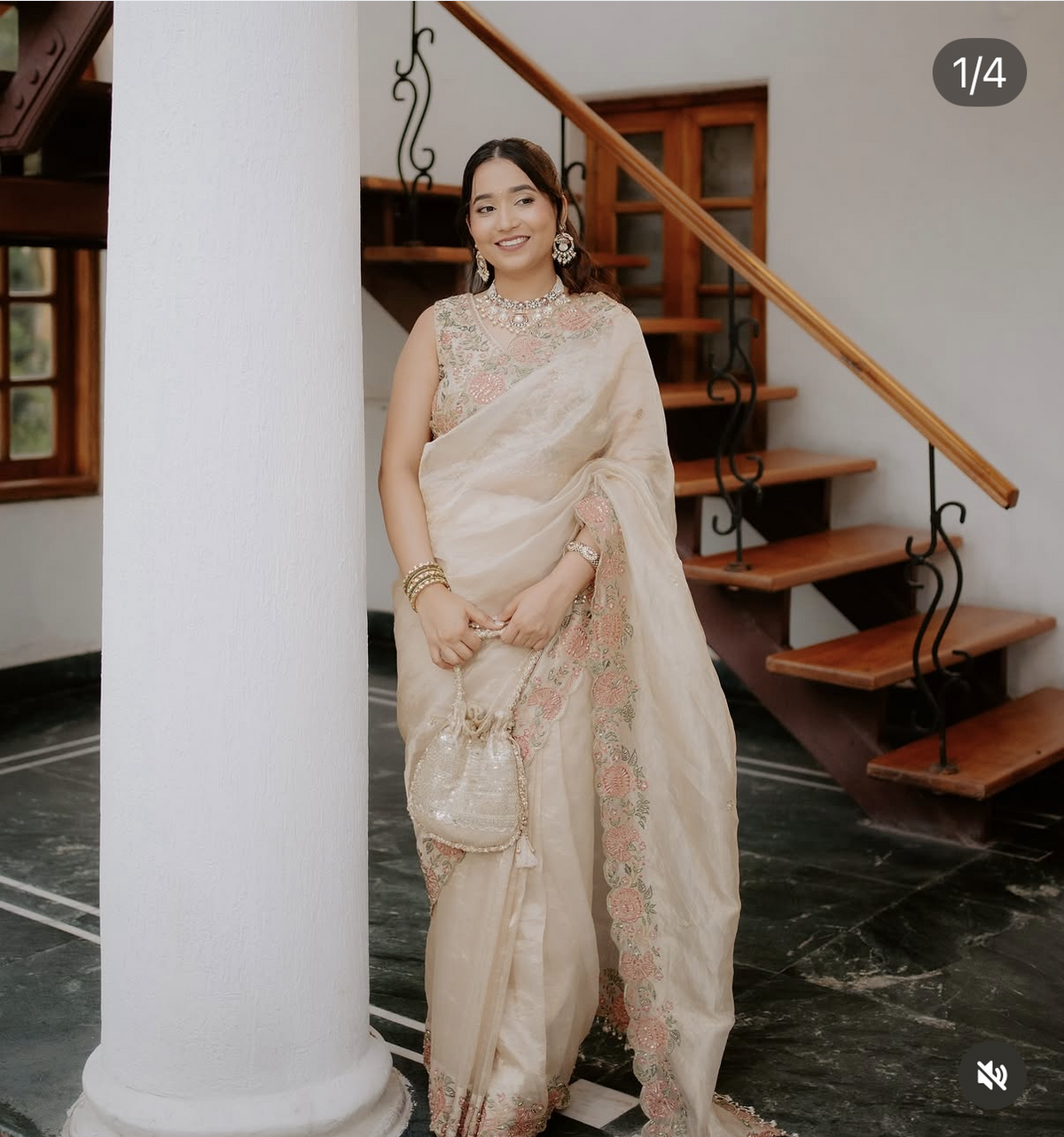 Taraash- Gold Tissue Saree With Detailing