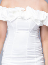 Elegant White Off Shoulder Ruffle Dress