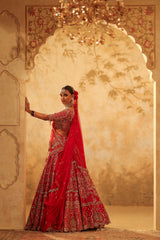 Maroon Embroidered Lehenga Set
