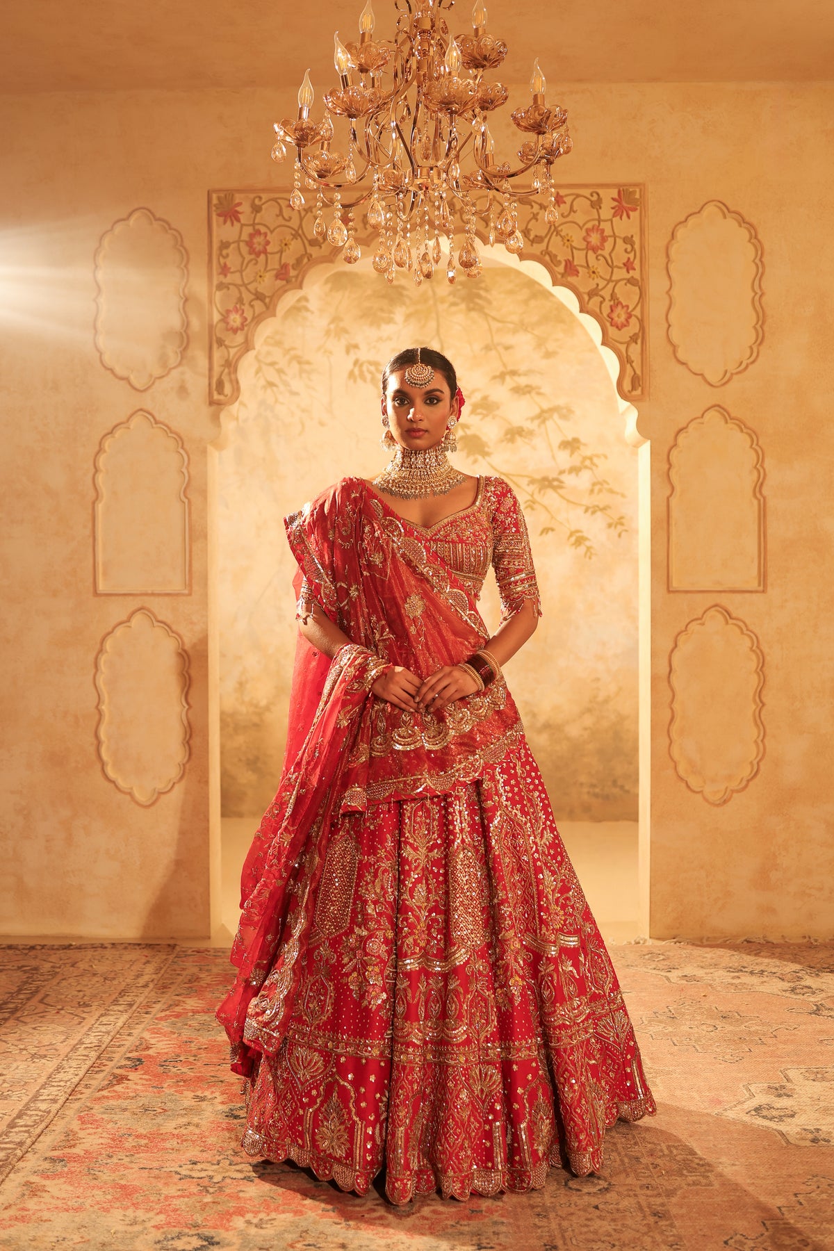 Maroon Embroidered Lehenga Set