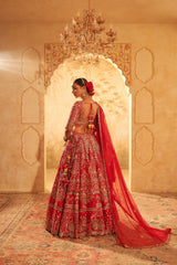 Maroon Embroidered Lehenga Set