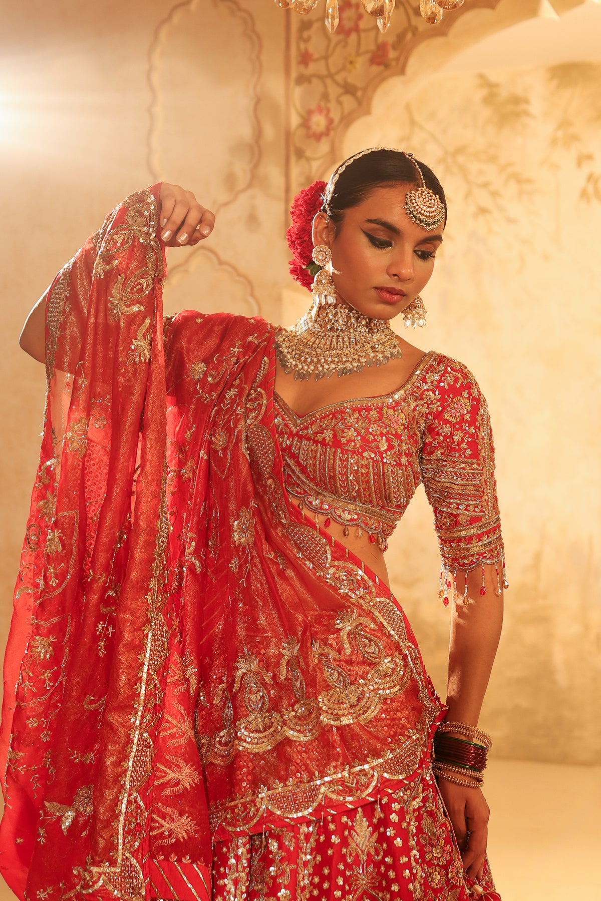 Maroon Embroidered Lehenga Set