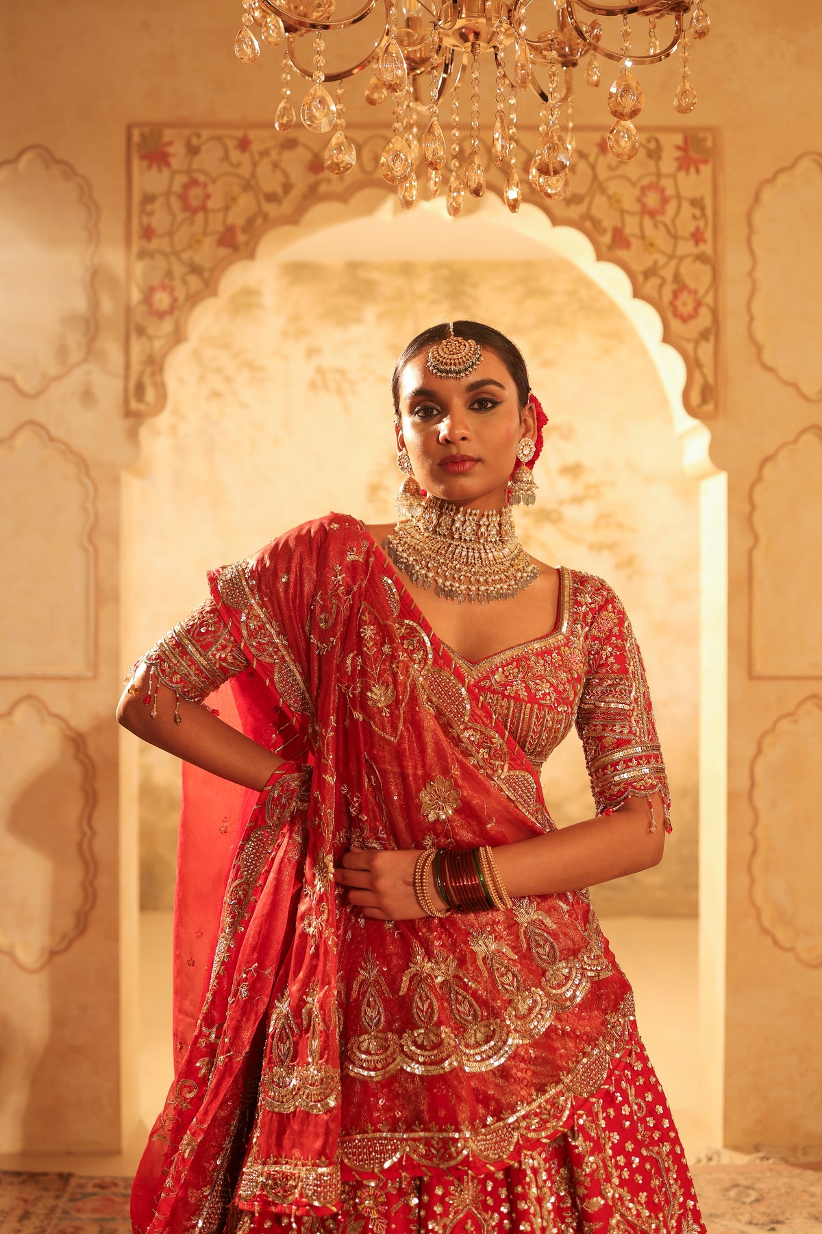 Maroon Embroidered Lehenga Set
