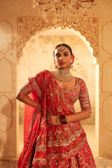 Maroon Embroidered Lehenga Set