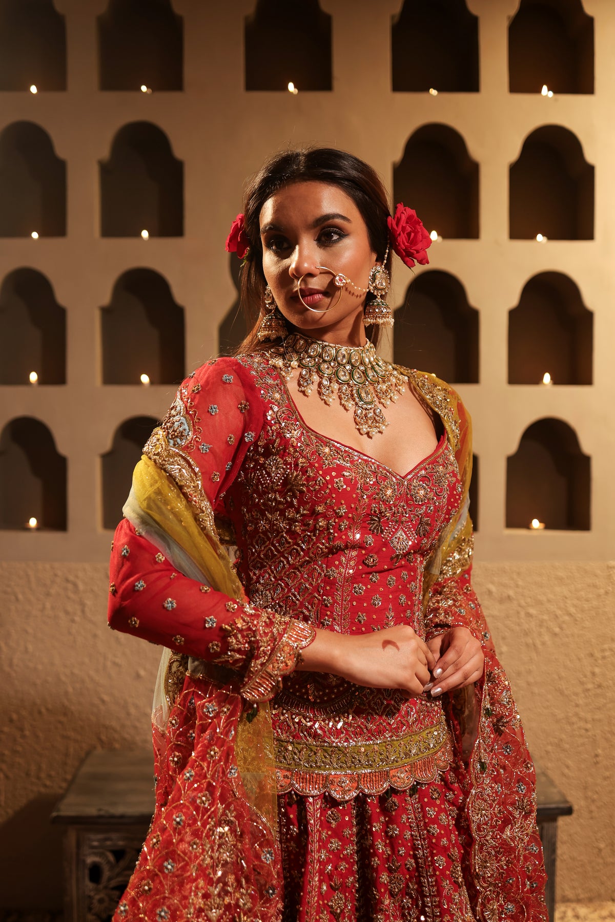 Maroon Embroidered Lehenga Set