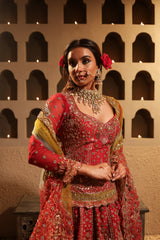 Maroon Embroidered Lehenga Set
