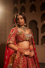 Maroon Embroidered Lehenga Set