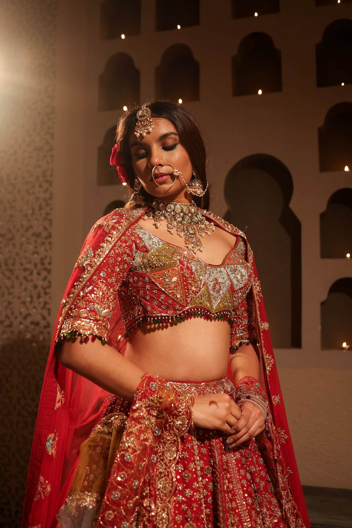 Maroon Embroidered Lehenga Set
