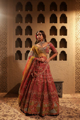 Maroon Embroidered Lehenga Set