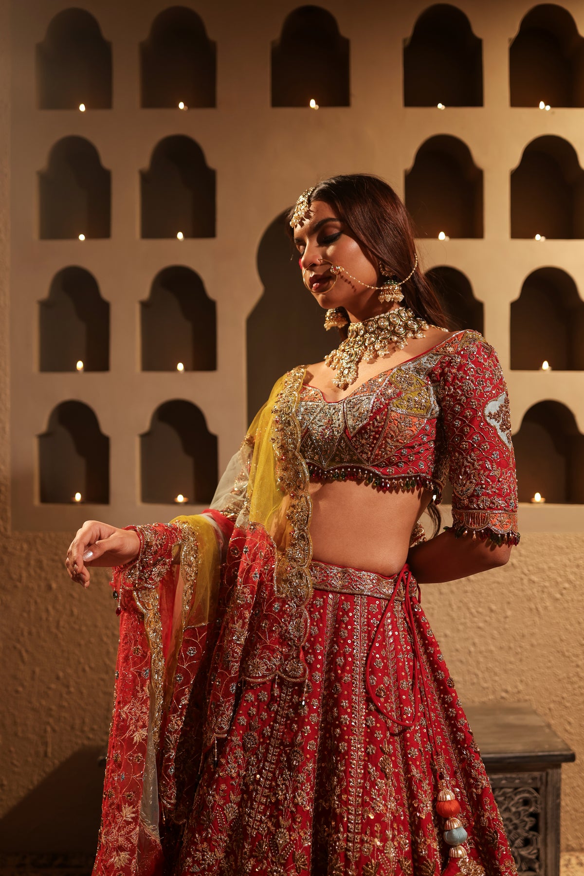 Maroon Embroidered Lehenga Set